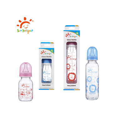 Hittebestendige hallo het Glasbaby van de Transparantie Standaardhals 9oz 250ml het Voeden Flessen