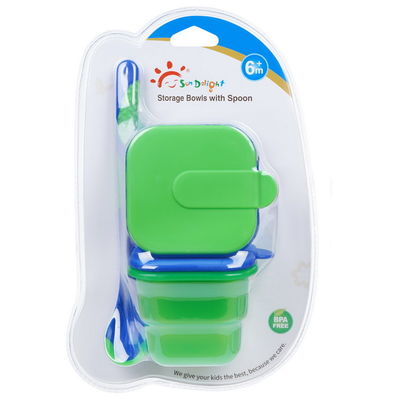 Opslag van het de Babyvoedsel van 2pcs BPA de Vrije Luchtdichte Plastic met Lepel