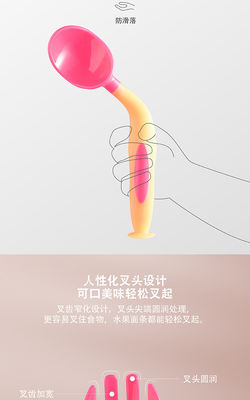 FDA TPE de Baby van de 360 Graadhoek het Voeden Lepel en Vork